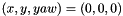 $(x, y, yaw) = (0,0,0)$